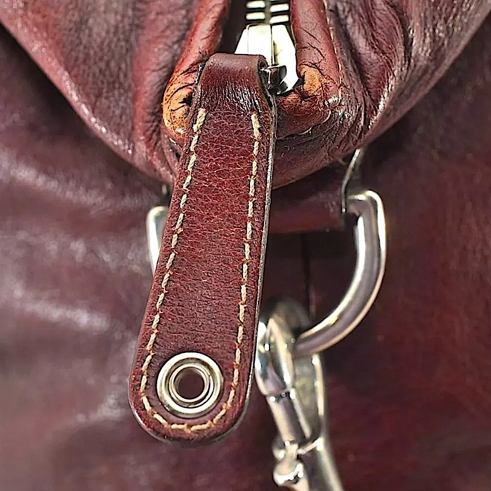 GUCCI Leather Top Zip Overnight Travel Laptop Work Messenger Bag w Woven Strap